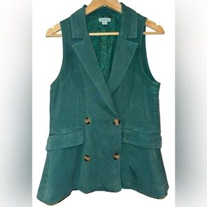 Sundance Emerald Green Double Breasted Tailored Vest XS Sleeveless Equestrian